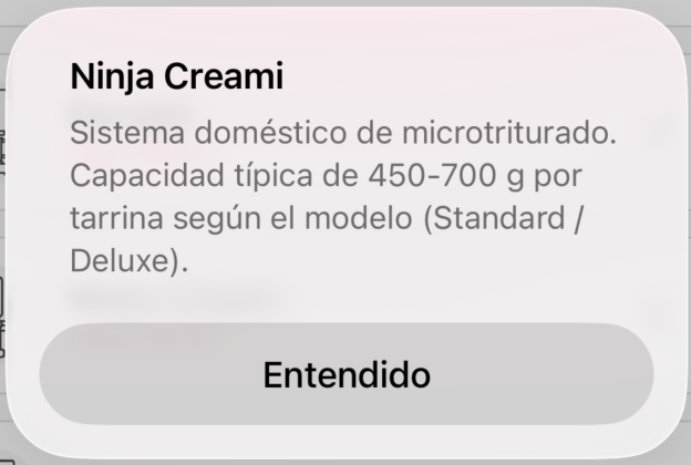 Modal informativo Ninja Creami