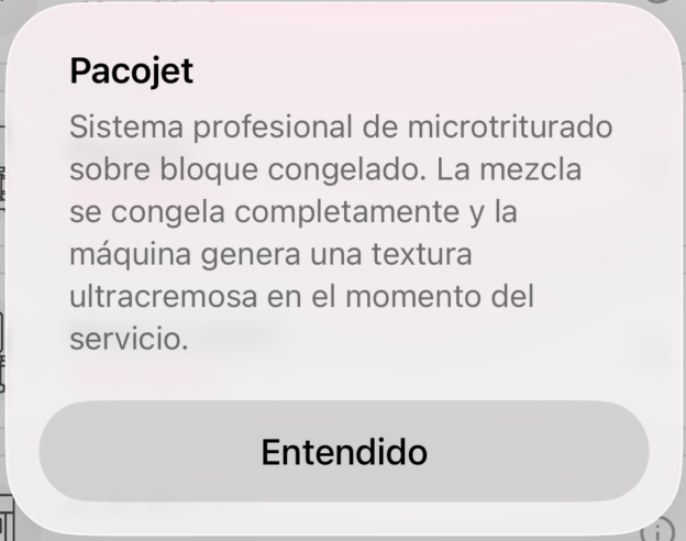 Modal informativo Pacojet