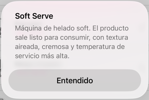 Modal informativo Soft Serve