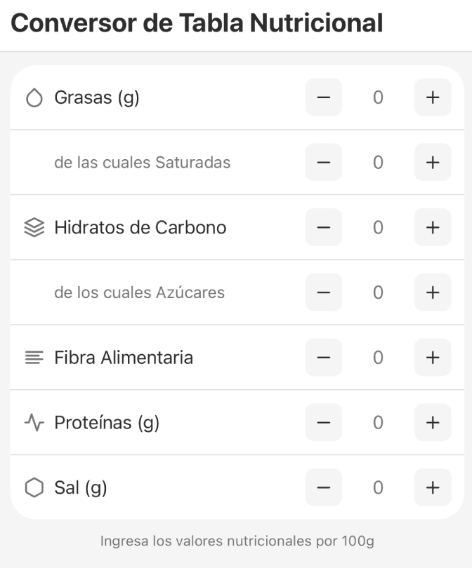 Conversor Nutricional