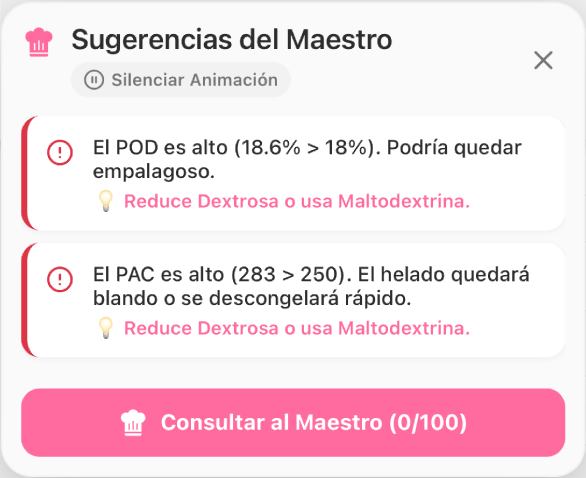 Panel Sugerencias