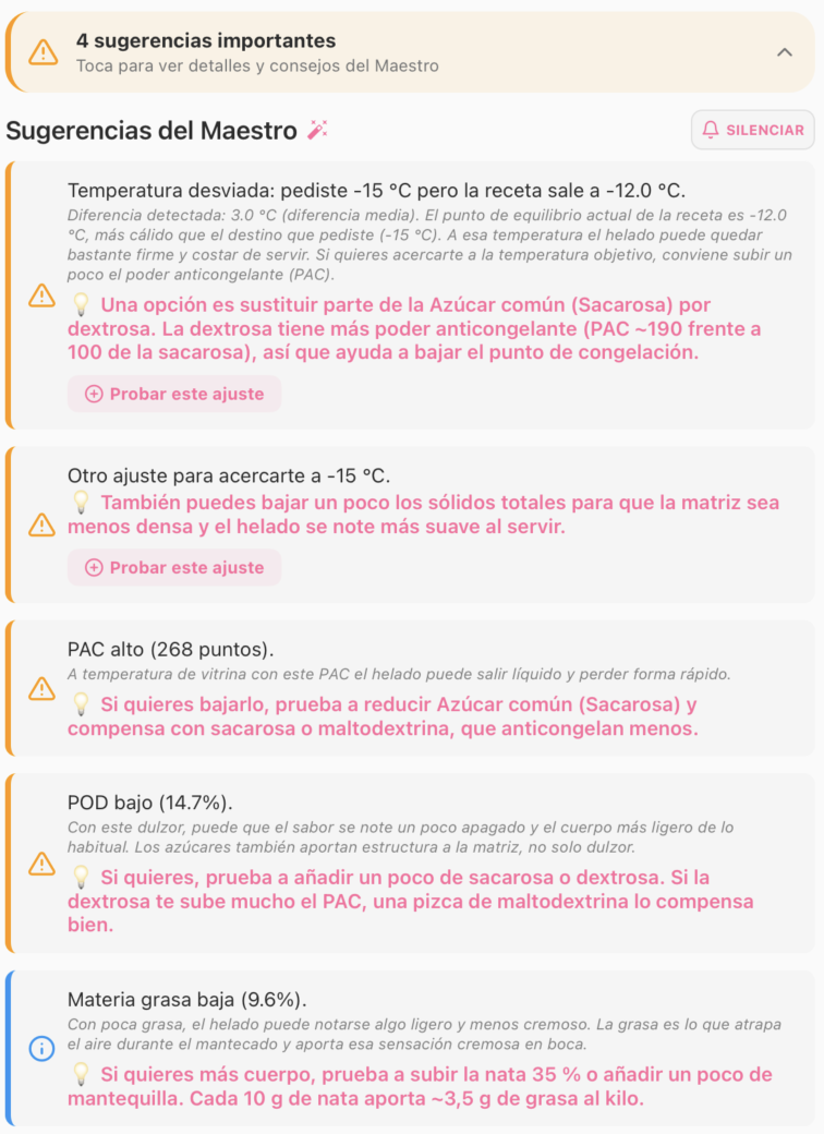 Panel Sugerencias del Maestro