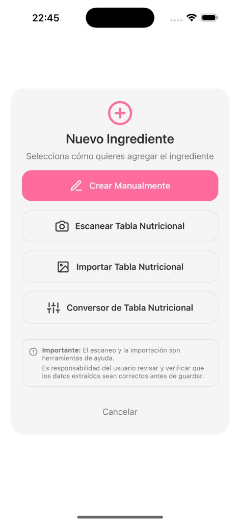 Métodos de creación de ingredientes