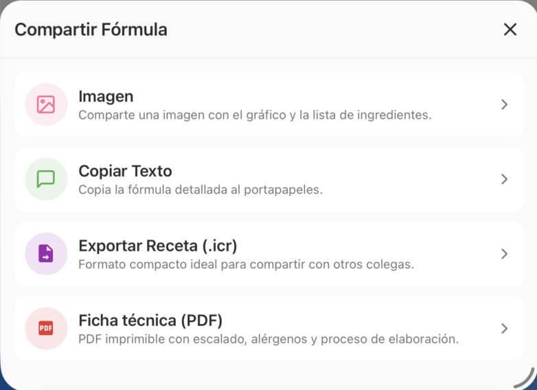Modal de compartir receta