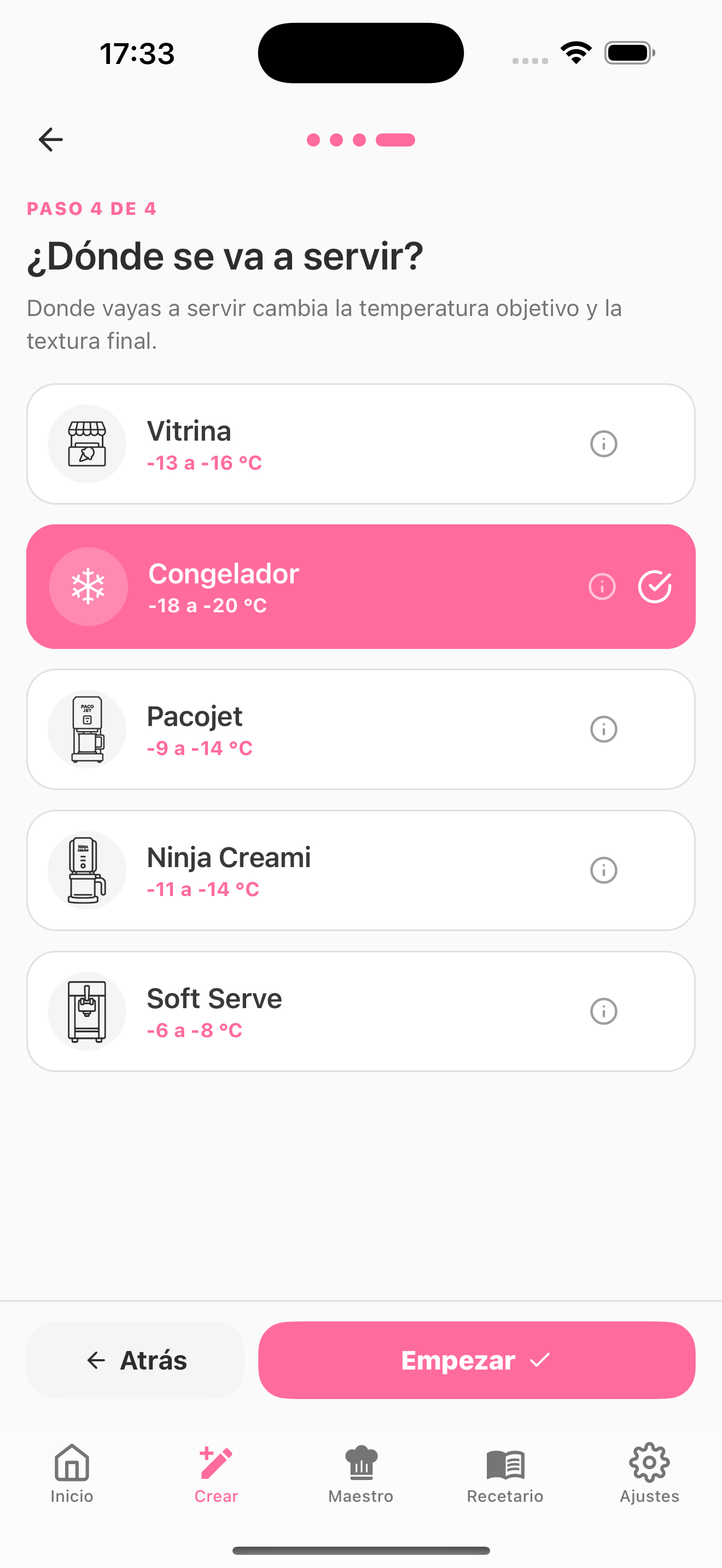 Wizard paso 4 — Dónde se va a servir